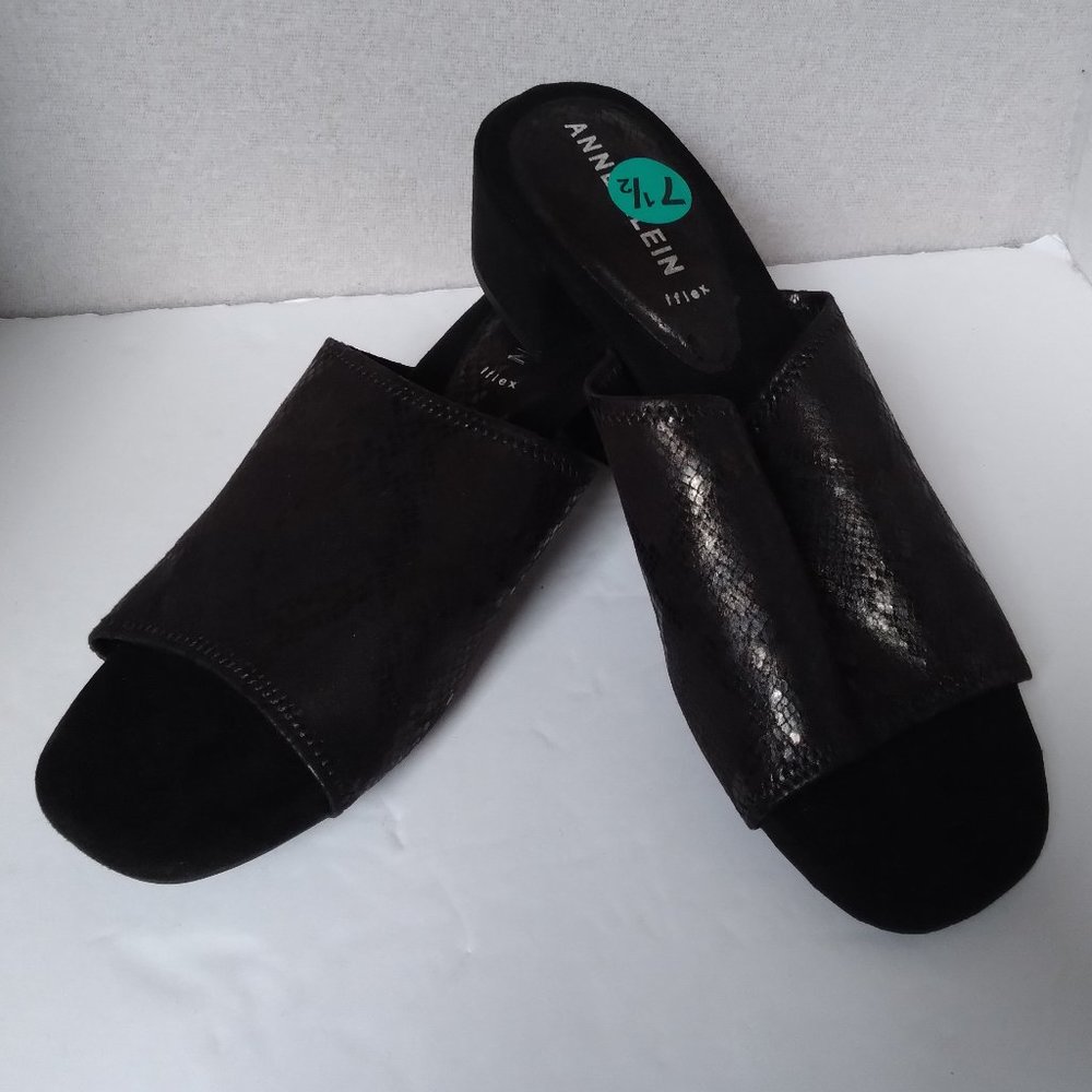 Anne Klein Heeled sandals Faux Suede Heel Slides Size 7.5